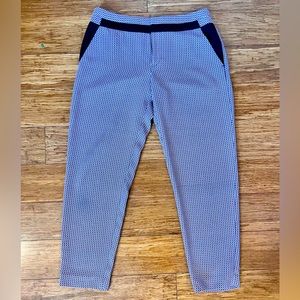 Club Monaco pink/blue gingham silk pants, size 6